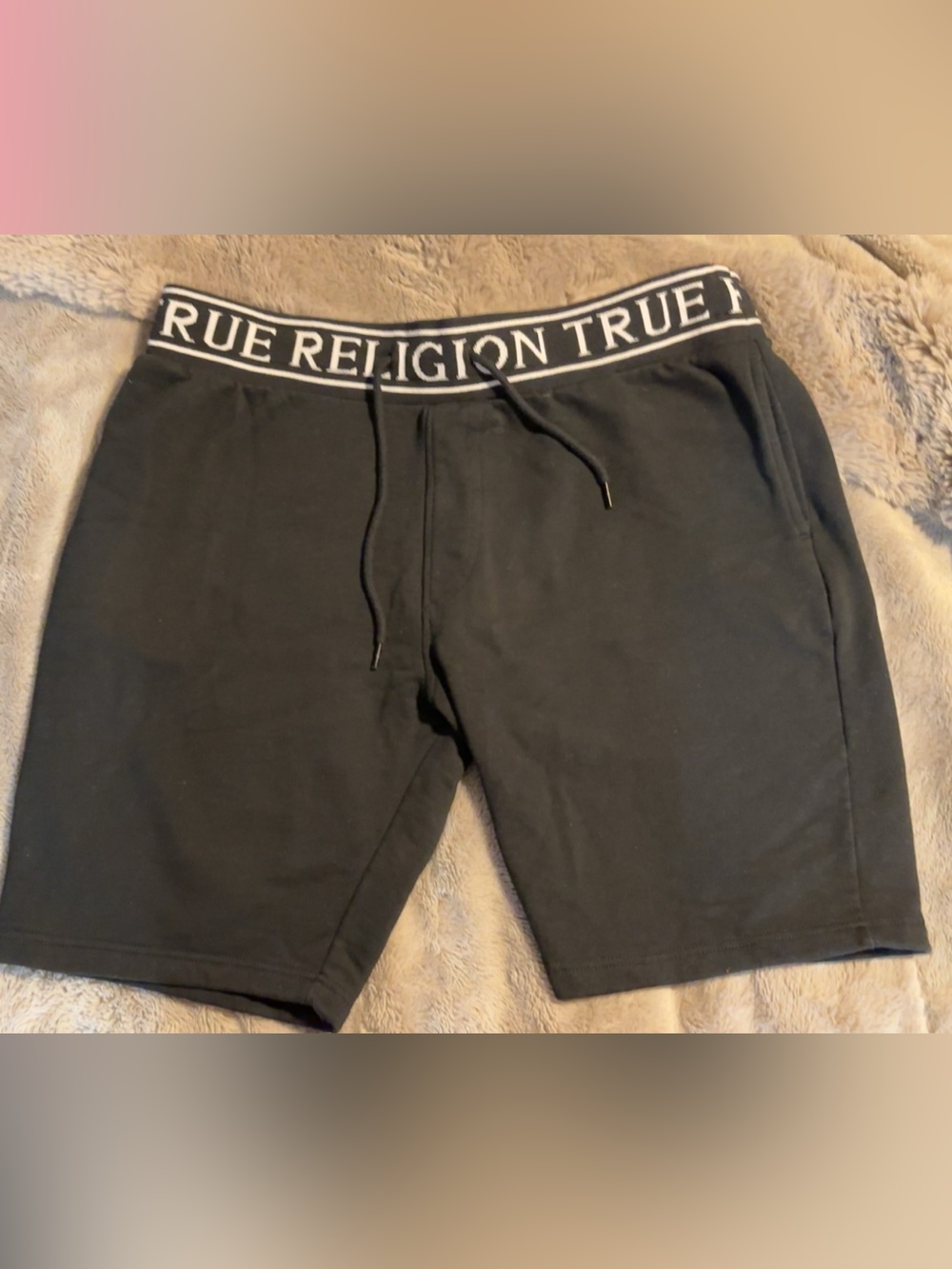 True Religion Kids Black Logo-Trim Drawstring Shorts